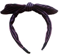 Hårbøjle med sløjfe - sort med pink striber